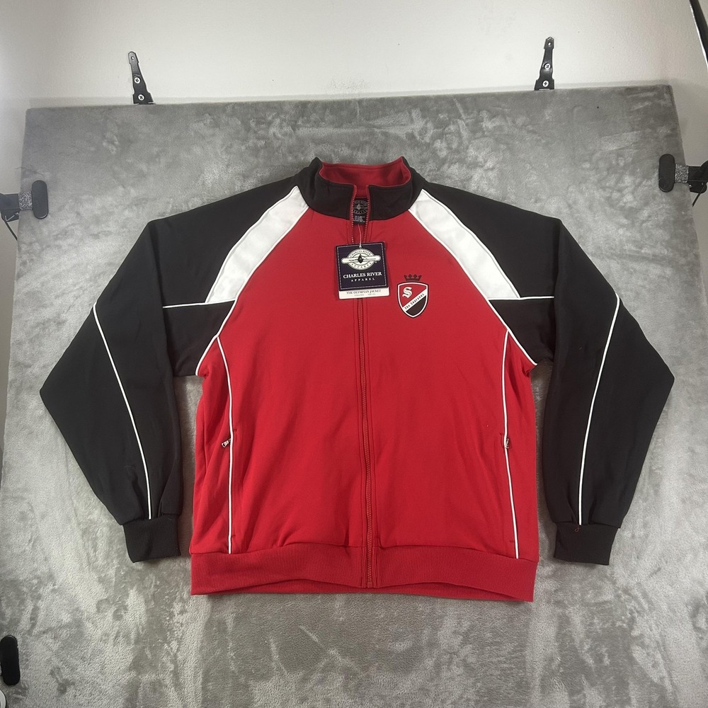 Charles River Olympian Jacket Mens 2XL Red Black Sopranos HBO Track Full Zip